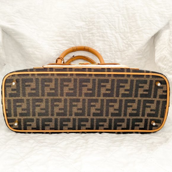 Fendi Vintage Dome Satchel Zucca Canvas and Leather Large with Original Bag - Picture 5 of 11